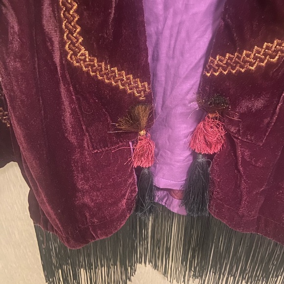 SOLD! Embroidered velvet jacket with tassels small nwot - Picture 3 of 5